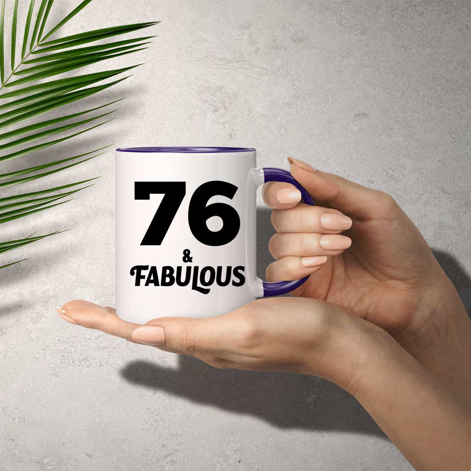 76th Birthday 76 & Fabulous - 11oz Accent Mug Purple