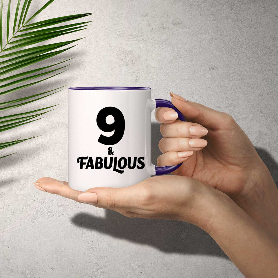 9th Birthday 9 & Fabulous - 11oz Accent Mug Purple