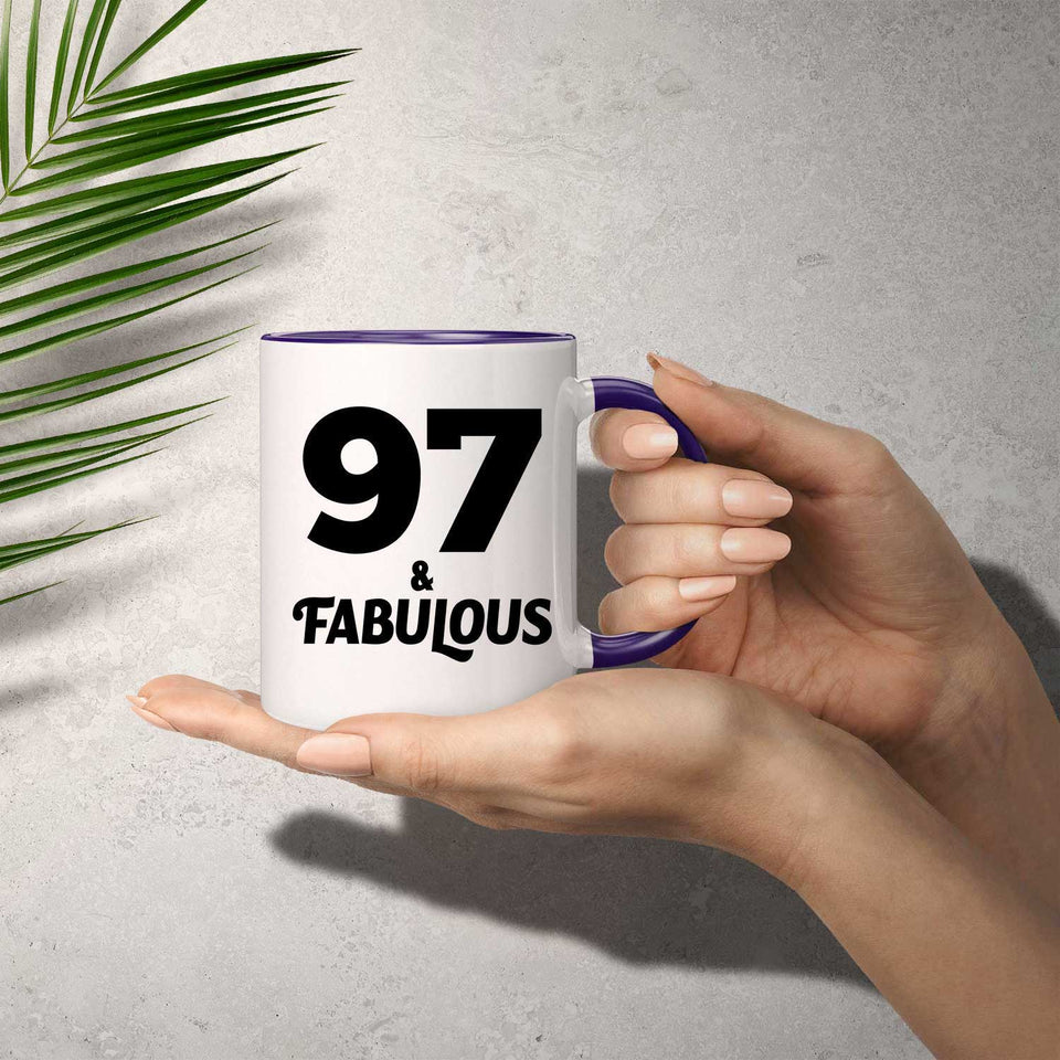 97th Birthday 97 & Fabulous - 11oz Accent Mug Purple