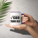 37th Birthday Square Root of 1369 Years Old - 11oz Accent Mug Purple