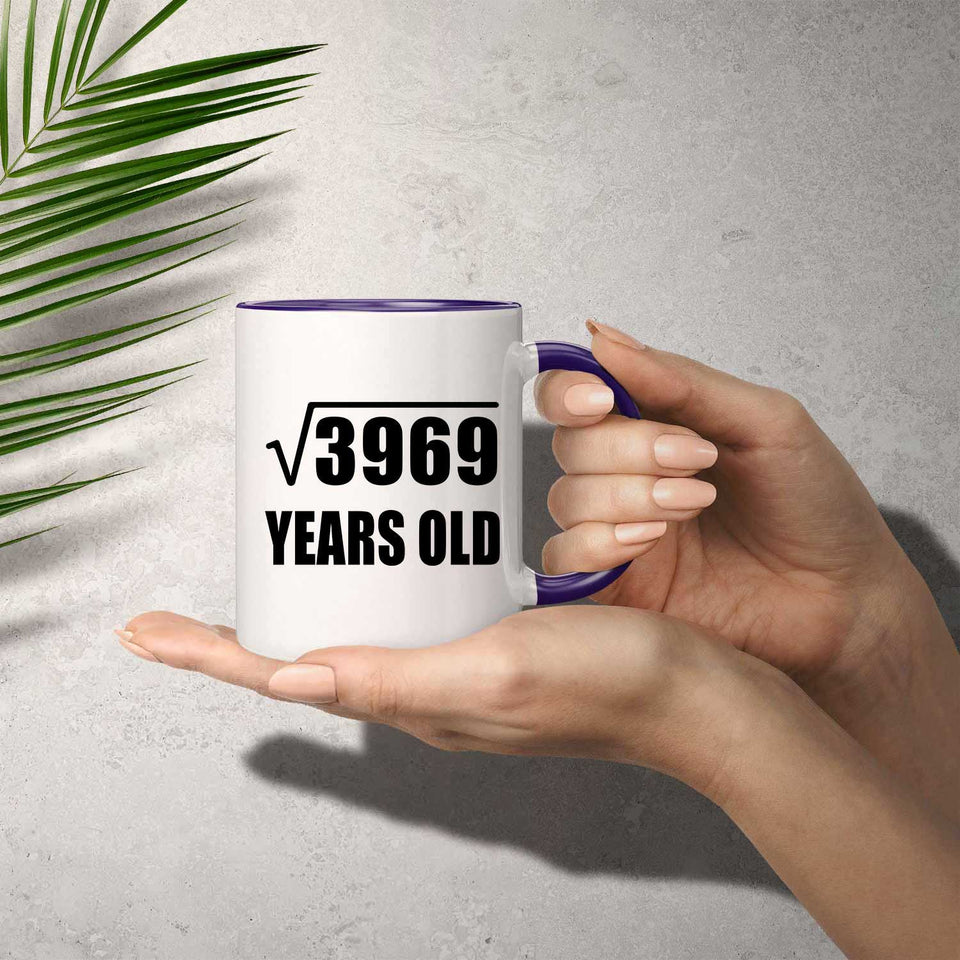 63rd Birthday Square Root of 3969 Years Old - 11oz Accent Mug Purple