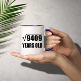 97th Birthday Square Root of 9409 Years Old - 11oz Accent Mug Purple