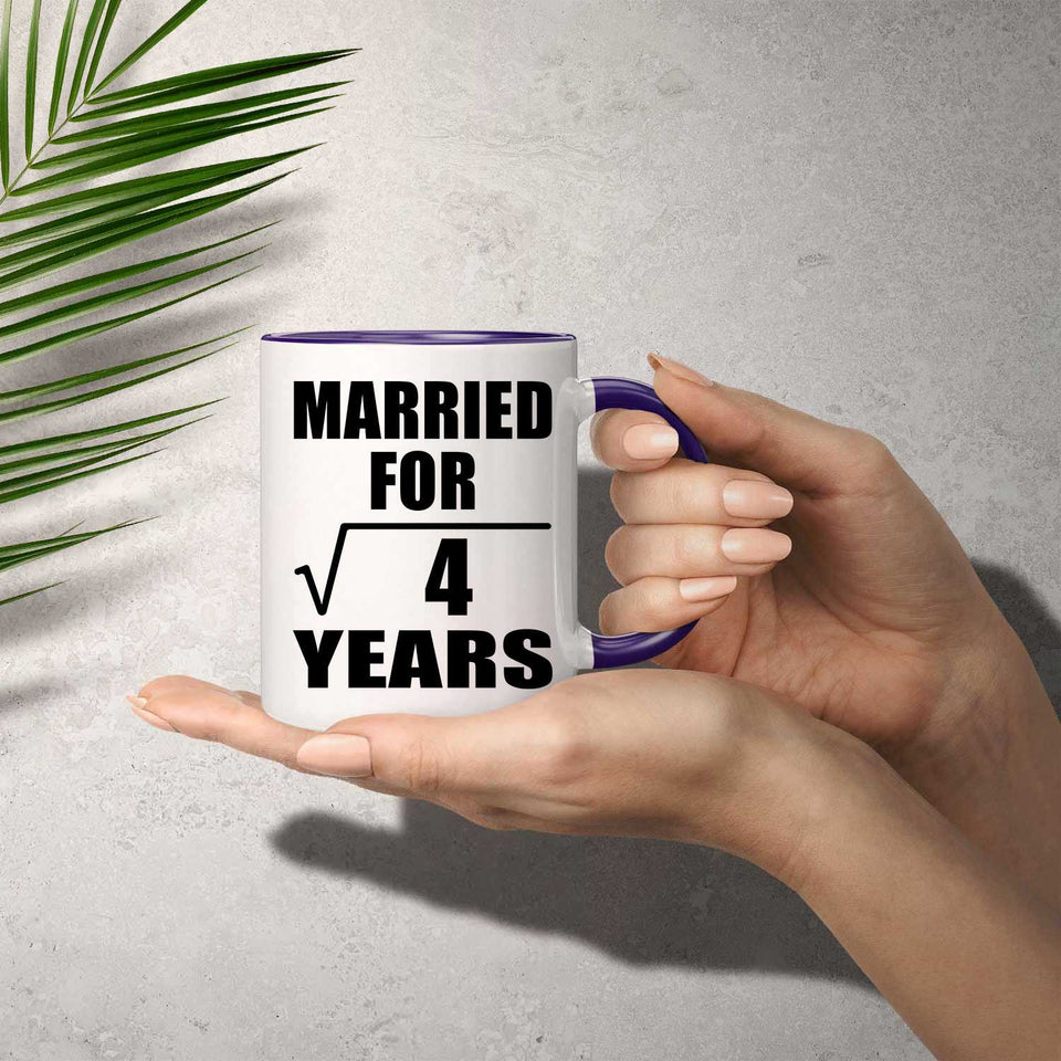 2nd Anniversary Married For Square Root of 4 Years - 11oz Accent Mug Purple