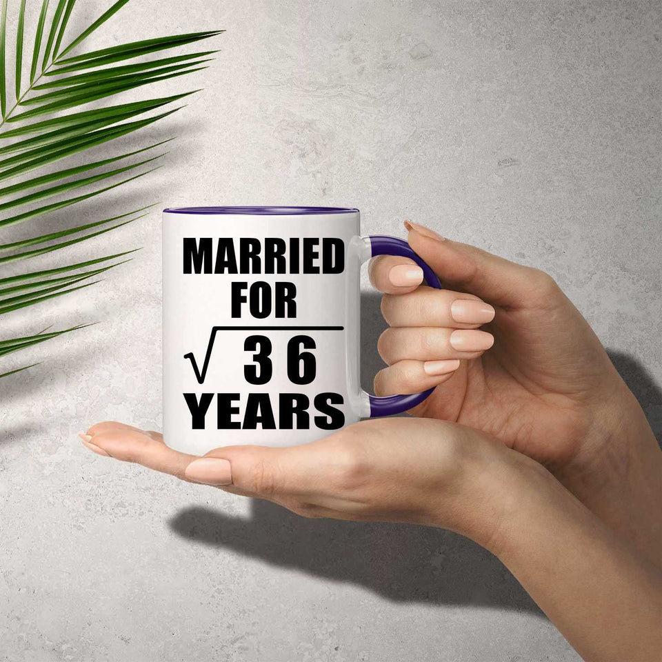 6th Anniversary Married For Square Root of 36 Years - 11oz Accent Mug Purple