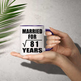 9th Anniversary Married For Square Root of 81 Years - 11oz Accent Mug Purple