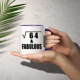 8th Birthday Square Root of 64 & Fabulous - 11oz Accent Mug Purple