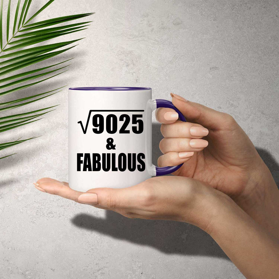 95th Birthday Square Root of 9025 & Fabulous - 11oz Accent Mug Purple