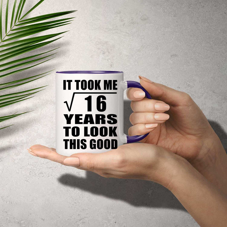 4th Birthday Took Square Root of 16 Years To Look Good - 11oz Accent Mug Purple