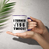 28th Birthday I Turned Square Root of 196 Twice - 11oz Accent Mug Purple