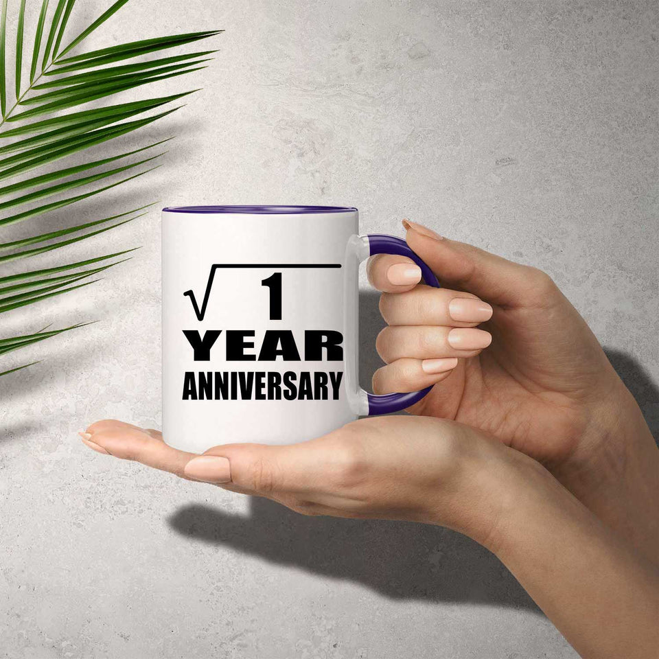 1st Anniversary Square Root of 1 Year Anniversary - 11oz Accent Mug Purple