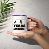 2nd Anniversary Square Root of 4 Years Anniversary - 11oz Accent Mug Purple
