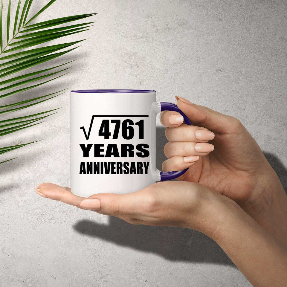 69th Anniversary Square Root of 4761 Years Anniversary - 11oz Accent Mug Purple