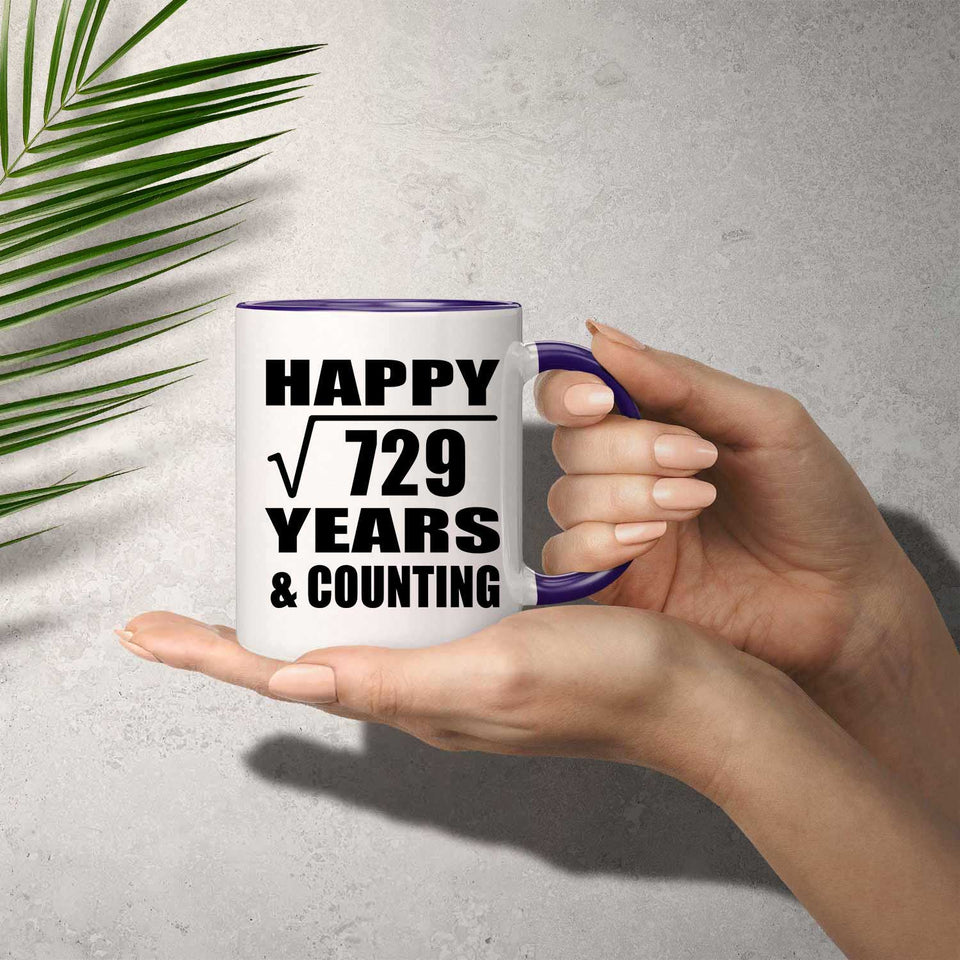 Happy 27th Anniversary Square Root of 729 Years & Counting - 11oz Accent Mug Purple