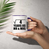 2nd Anniversary Square Root of 4 Years As Mr & Mrs - 11oz Accent Mug Purple