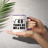 7th Anniversary Square Root of 49 Years As Mr & Mrs - 11oz Accent Mug Purple