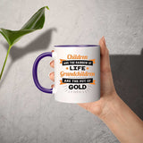 Children Are Rainbow Of Life, Grandchildren Are Pot Of Gold - 11oz Accent Mug Purple