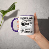 Father & Daughter, He is Her Hero, She is His Princess - 11oz Accent Mug Purple
