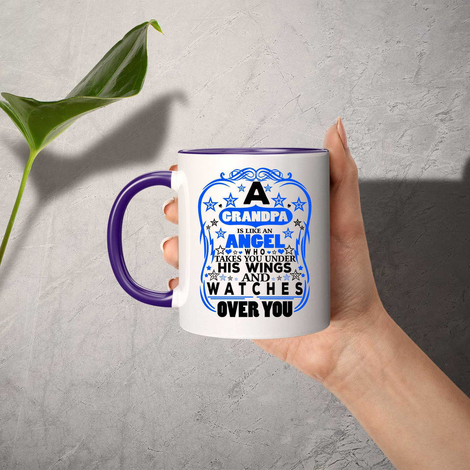 Grandpa Is An Angel Takes You Under His Wings - 11oz Accent Mug Purple