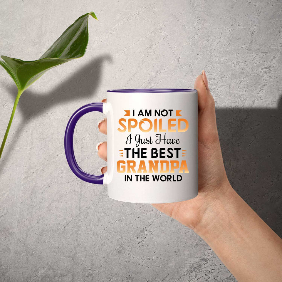 I Am Not Spoiled I Just Have The Best Grandpa In The World - 11oz Accent Mug Purple