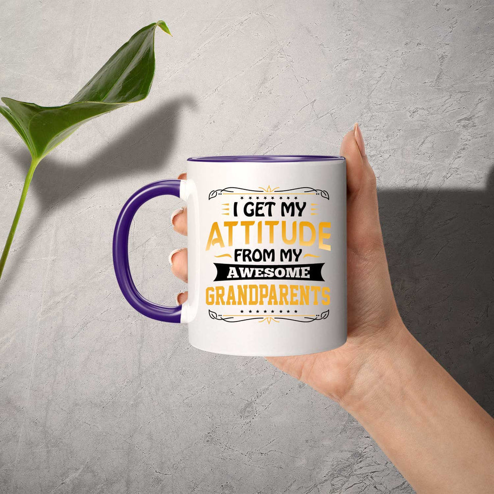I Get My Attitude From My Awesome Grandparents - 11oz Accent Mug Purple