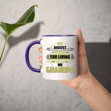 My Biggest Reason For Living Calls Me Grandpa - 11oz Accent Mug Purple
