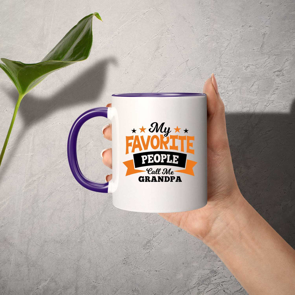 My Favorite People Call Me Grandpa - 11oz Accent Mug Purple