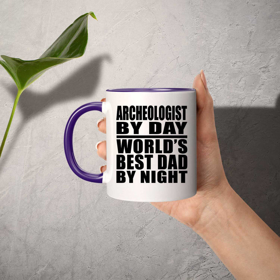Archeologist By Day World's Best Dad By Night - 11oz Accent Mug Purple