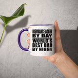 Insurance Agent By Day World's Best Dad By Night - 11oz Accent Mug Purple