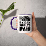 Electrical Technician By Day World's Best Dad By Night - 11oz Accent Mug Purple