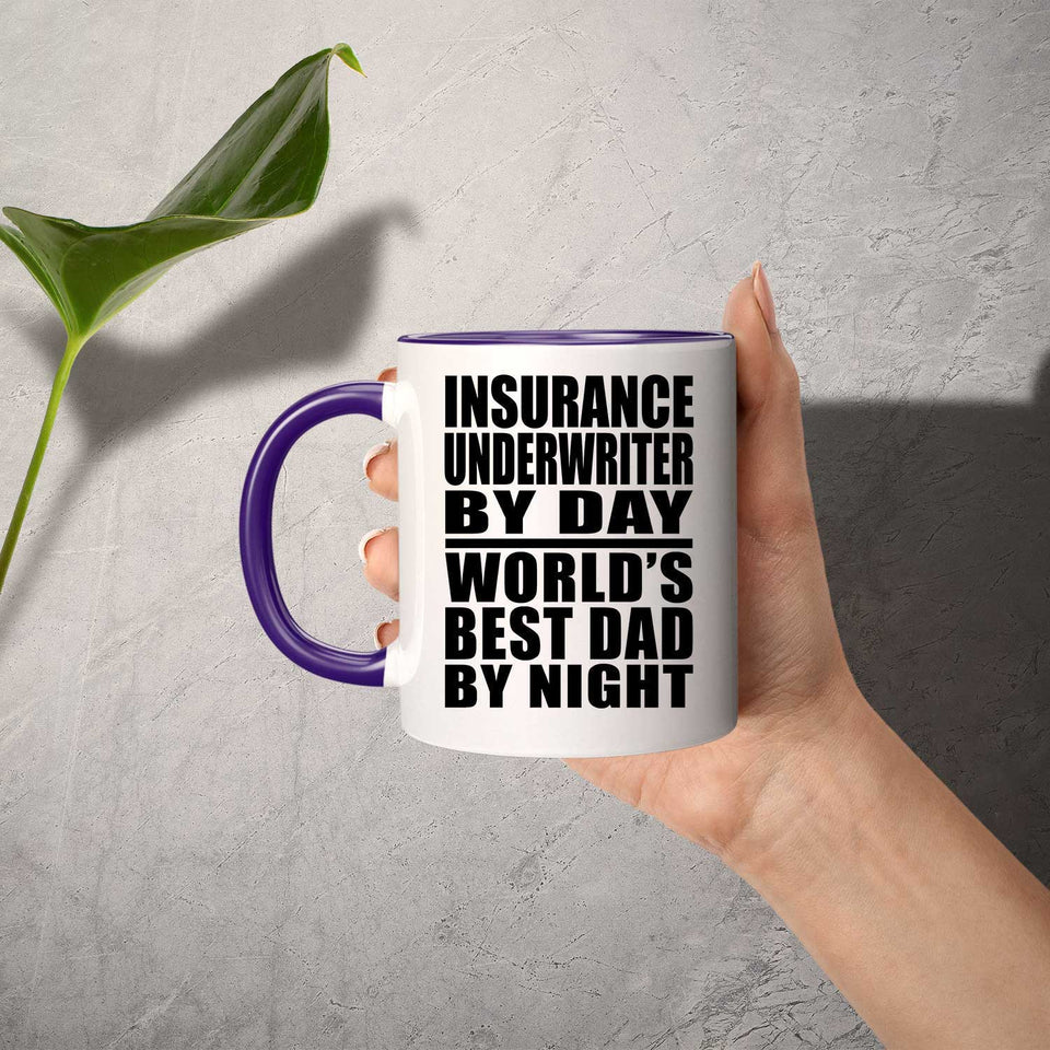 Insurance Underwriter By Day World's Best Dad By Night - 11oz Accent Mug Purple