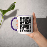 Teaching Assistant By Day World's Best Dad By Night - 11oz Accent Mug Purple