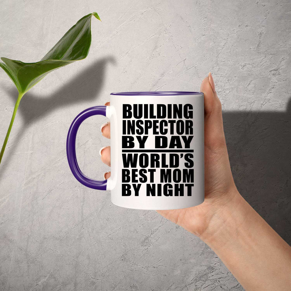 Building Inspector By Day World's Best Mom By Night - 11oz Accent Mug Purple