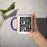 Building Inspector By Day World's Best Mom By Night - 11oz Accent Mug Purple