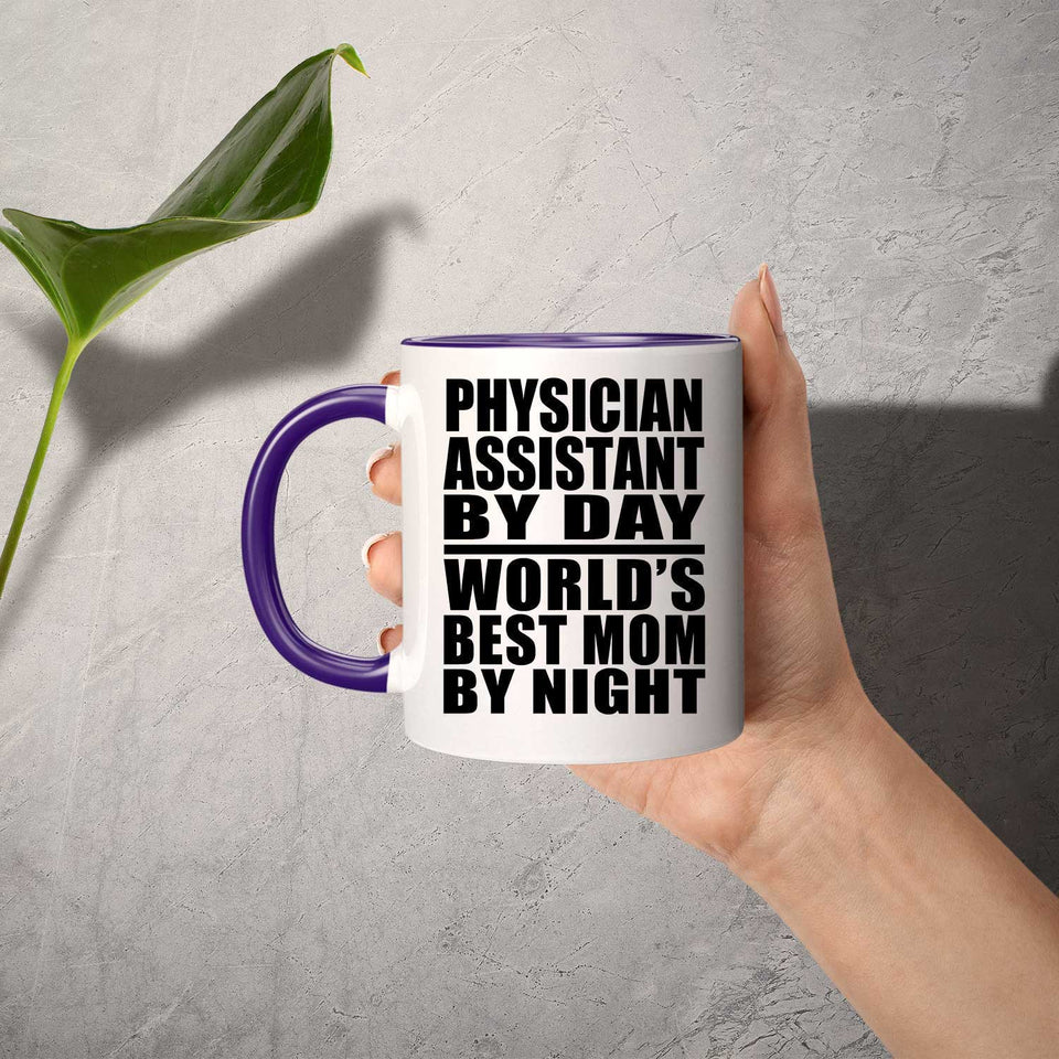 Physician Assistant By Day World's Best Mom By Night - 11oz Accent Mug Purple