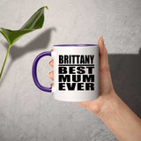 Brittany Best Mum Ever - 11oz Accent Mug Purple