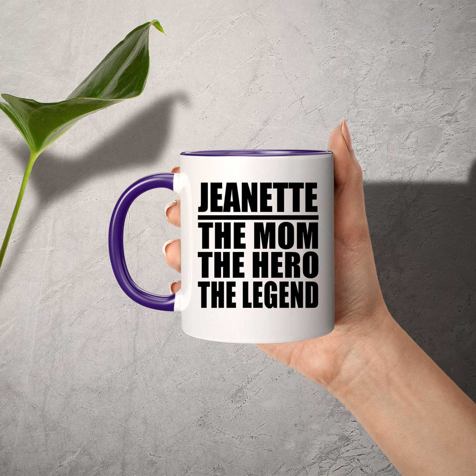 Jeanette The Mom The Hero The Legend - 11oz Accent Mug Purple