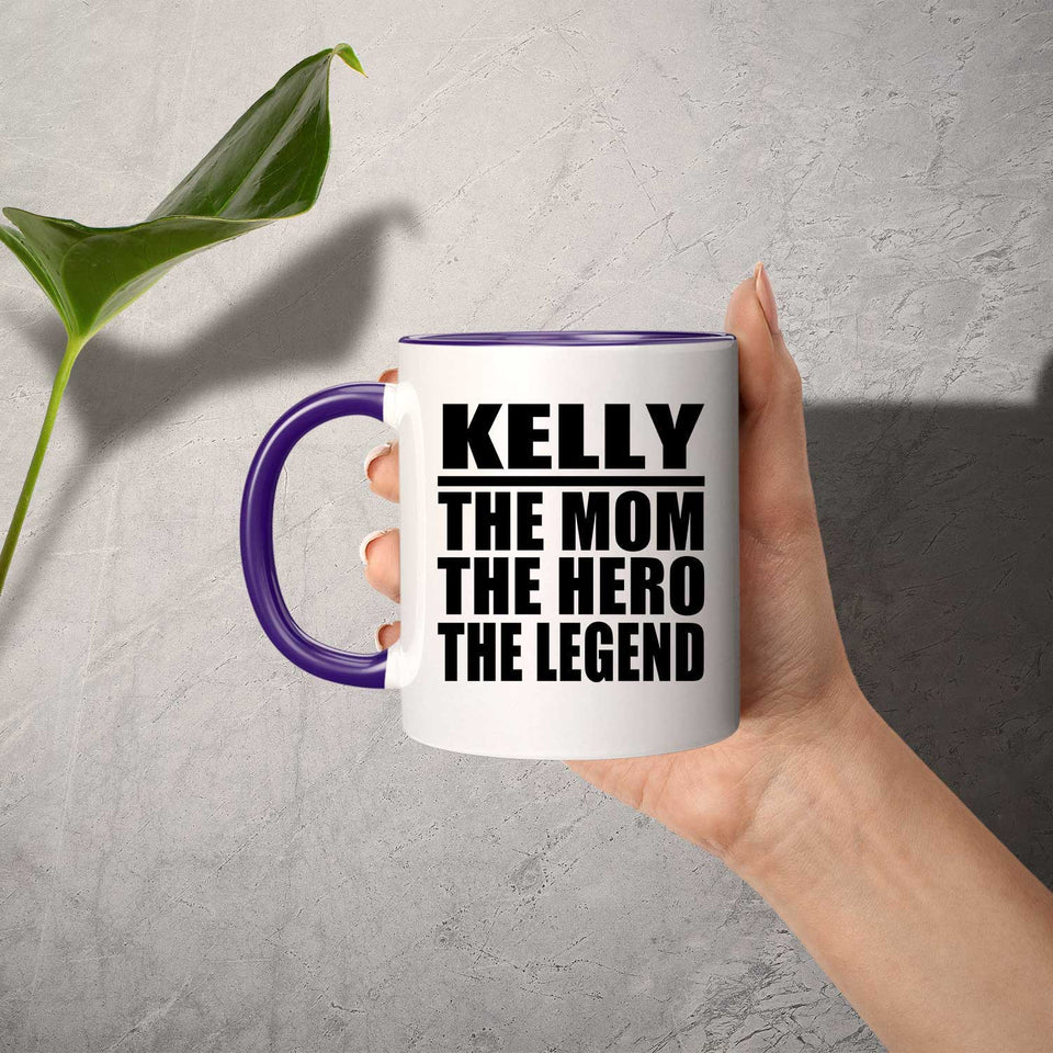 Kelly The Mom The Hero The Legend - 11oz Accent Mug Purple
