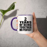 2nd Anniversary 2 Years Of Being Mr Perfect - 11oz Accent Mug Purple