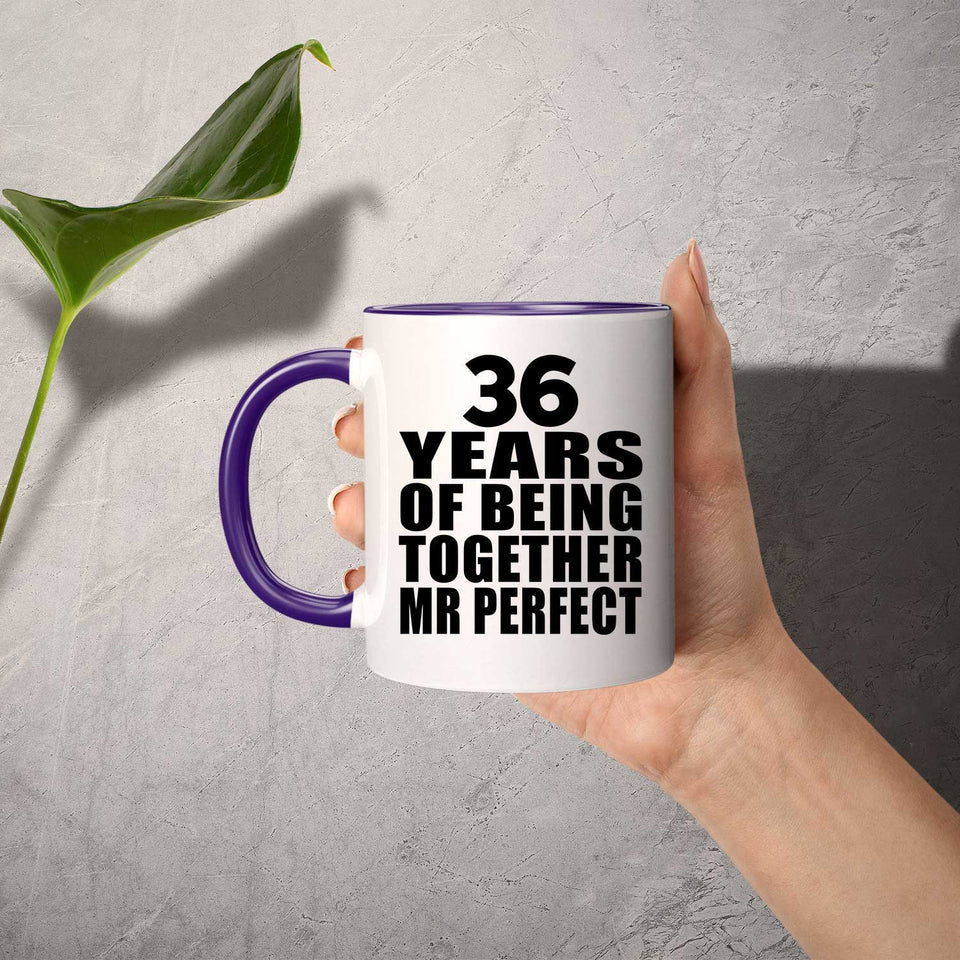 36th Anniversary 36 Years Of Being Mr Perfect - 11oz Accent Mug Purple