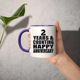 Happy 2nd Anniversary 2 Years & Counting - 11oz Accent Mug Purple