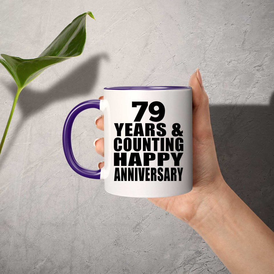 Happy 79th Anniversary 79 Years & Counting - 11oz Accent Mug Purple