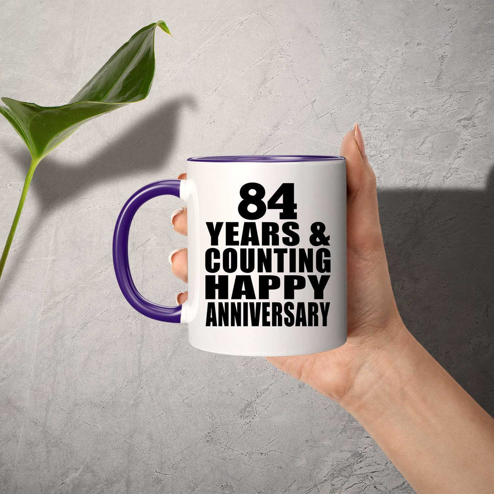 Happy 84th Anniversary 84 Years & Counting - 11oz Accent Mug Purple