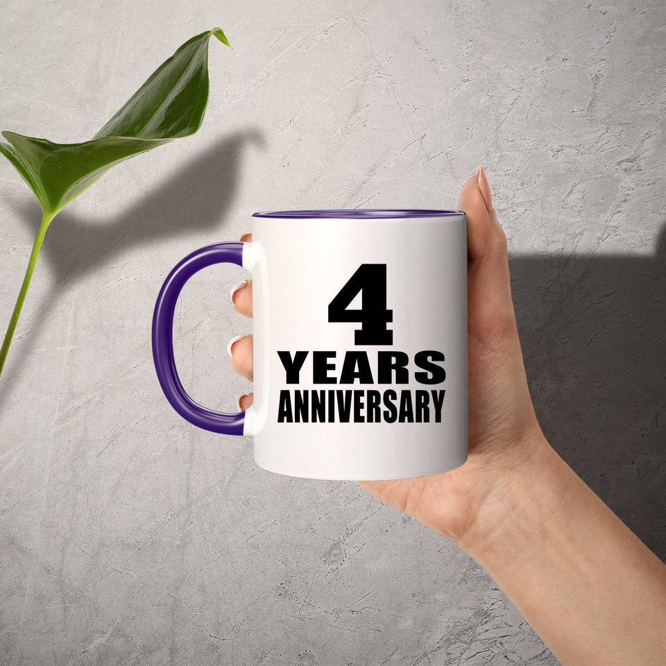 4th Anniversary 4 Years - 11oz Accent Mug Purple