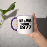 47th Anniversary Mr & Mrs Since 1977 - 11oz Accent Mug Purple