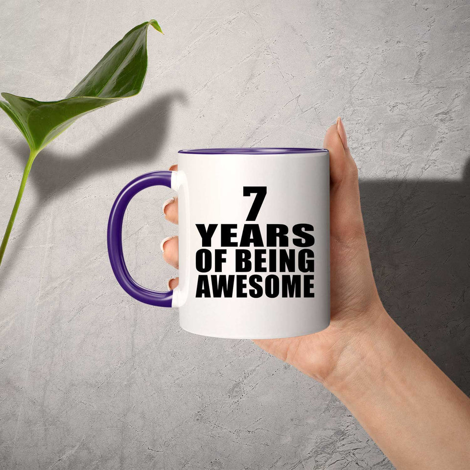7th Birthday 7 Years Of Awesome - 11oz Accent Mug Purple
