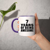 7th Birthday 7 Years Of Awesome - 11oz Accent Mug Purple