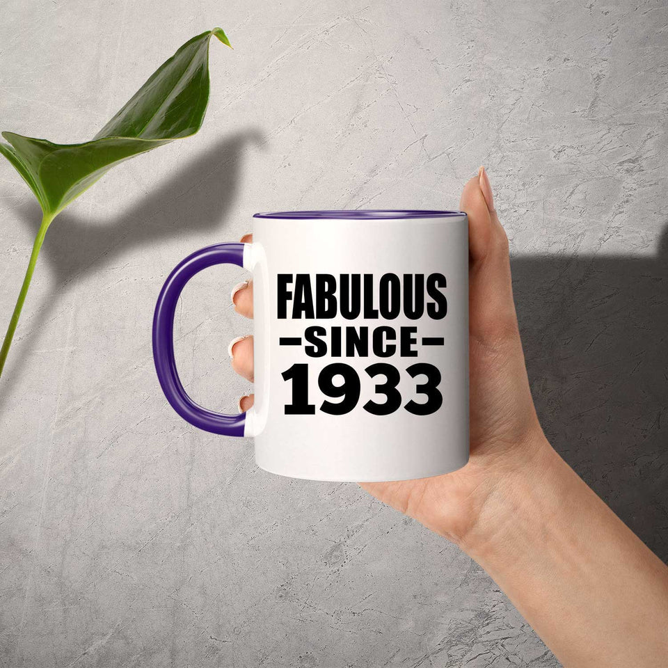 91st Birthday Fabulous Since 1933 - 11oz Accent Mug Purple