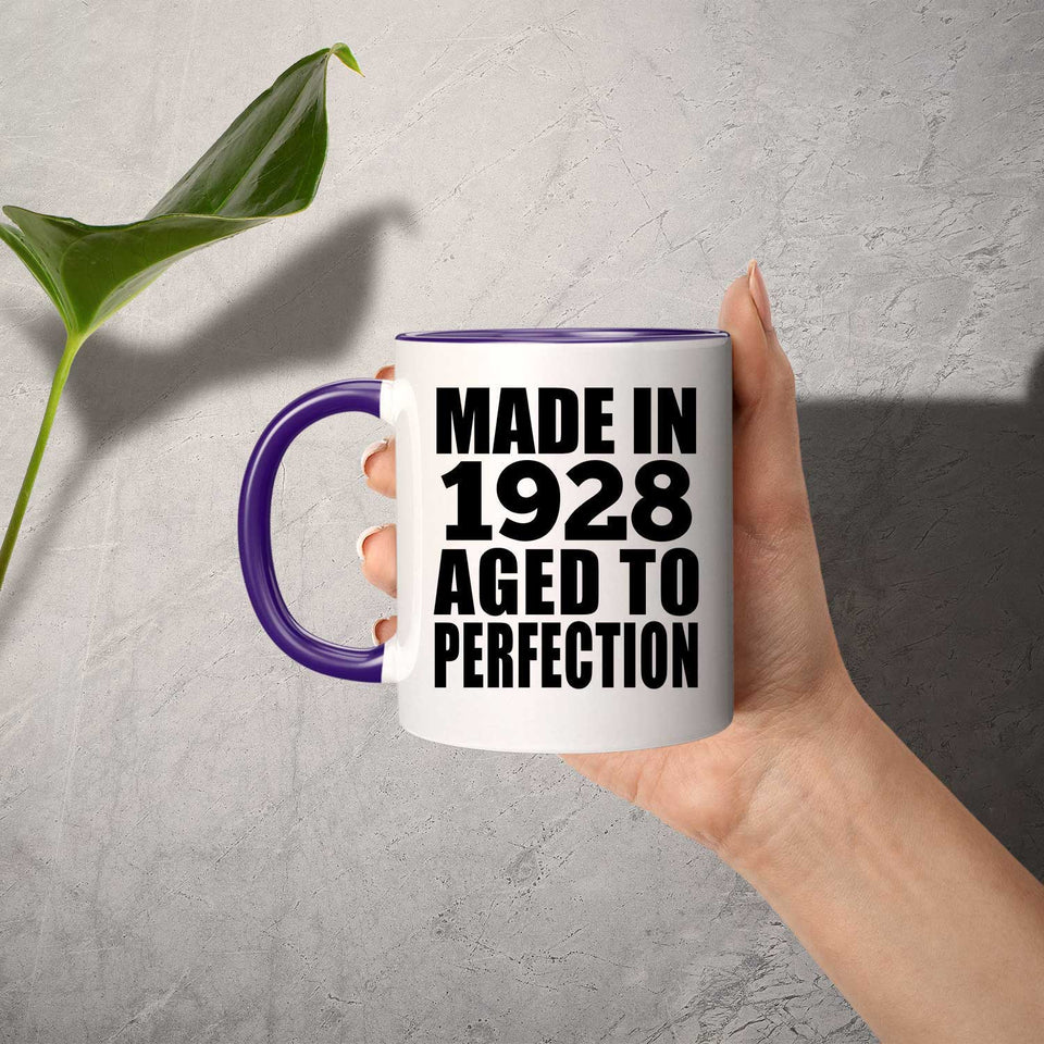 96th Birthday Made In 1928 Aged to Perfection - 11oz Accent Mug Purple