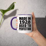 96th Birthday Made In 1928 Aged to Perfection - 11oz Accent Mug Purple