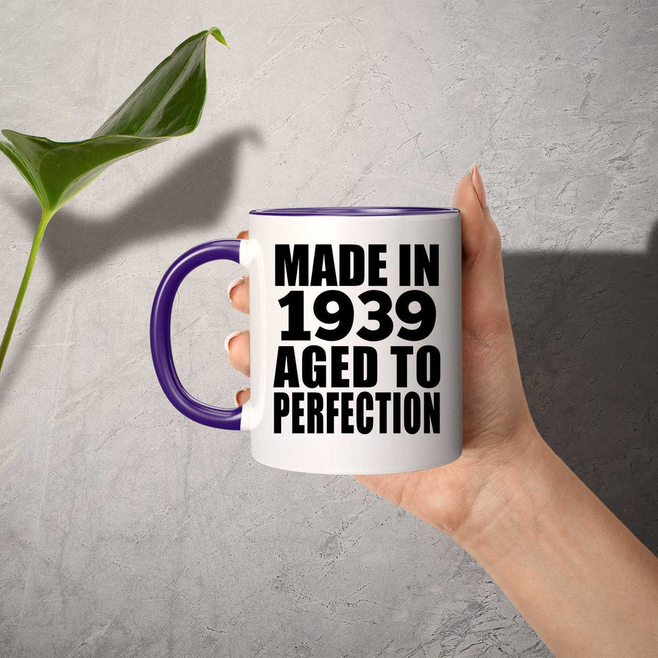 85th Birthday Made In 1939 Aged to Perfection - 11oz Accent Mug Purple